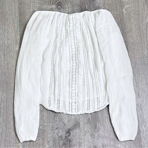 Hollister Womens Embroidered Lace Off/On Shoulder Long Sleeve Cropped Blouse/Top